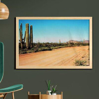 East Urban Home Ambesonne Saguaro Wall Art With Frame, Earth Path With Giant Cactus Plants To The South American Desert