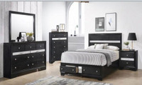 Spring Sale!! Contemporay Style Black Finish 5 Pc Queen Bedroom Set w/Storage Drawers