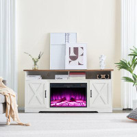 Laurel Foundry Modern Farmhouse Alvarez 63'' W TV Stand with Electric Fireplace Included