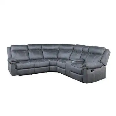 Sed98 Designed for comfort and good looks this grey velvet reclining l shaped six piece corner secti...