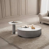 Brayden Studio Italian light luxury microlite coffee table set