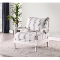 Bungalow Rose Upholstered Accent Chair With Spindle Accent White And Navy