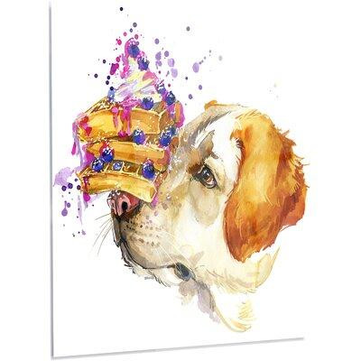 Design Art 'Cute Labrador Dog Watercolor' Graphic Art on Metal in Arts & Collectibles