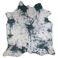 Foundry Select ACID WASHED HAIR ON Cowhide RUG DISTRESSED EMERALD GREEN 3 - 5 M GRADE A