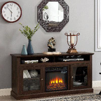 Loon Peak Harichand Storage Credenza with Electric Fireplace Included