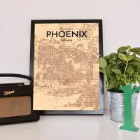 Wrought Studio 'Phoenix City Map' Graphic Art Print Poster in Vintage