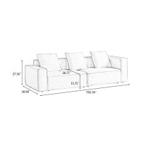 HOUZE 102.36" Dark Grey Cotton and Linen Modular Sofa cushion couch