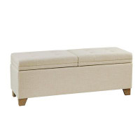 Hokku Designs Storage Bench With Cushioned Seat, Shoe Bench For Living Room, Entryway in , Beige