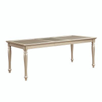 House of Hampton Traditional Design Silver Finish Dining Table 1pc Extension Leaf