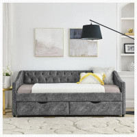 Latitude Run® Daybed with Drawers Upholstered Tufted Sofa Bed, with Button