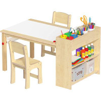 Harriet Bee Harriet Bee Kids Art Table And 2 Chairs, Wooden Drawing Desk, Activity & Crafts, Children's Furniture, 42x23