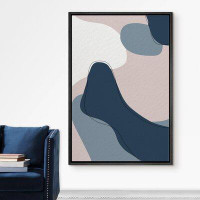 SIGNLEADER Orren Ellis Framed Canvas Print Wall Art White & Blue Camouflage Imprint Geometric Shapes Illustrations Moder