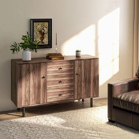 KITCHEN STORAGE SIDEBOARD, BUFFET CABINET WITH 2 CUPBOARD, 3 DRAWERS AND ADJUSTABLE SHELVES