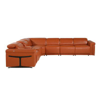 Global United Napoli 7-Piece Leather Power Reclining Chaise Sectional