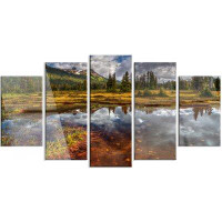 Made in Canada - Design Art 'Clear Lake Mirroring Cloudy Skies' 5 Piece Photographic Print on Metal Set