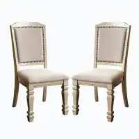 Wenty Set Of 2 Padded Fabric Dining Chairs In Antique And Ivory