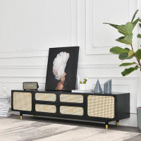 STAR BANNER Nordic simple solid wood rattan woven TV cabinet Modern light luxury living room TV cabinet
