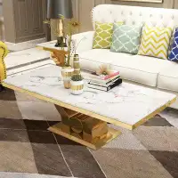 BETTER HOME STYLE LLC Living room rectangular faux marble coffee table.