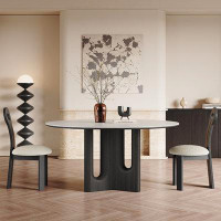Orren Ellis Sintered stone dining table round oak