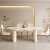 STAR BANNER French Cream Style Oval Light Luxury Modern Simple Oval 78.7'' L x 35.4'' W Dining Set