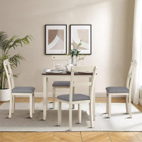 Gracie Oaks Modern Minimalist 5 Piece Dining Table Set With A Square Dining Table And Four Dining Chairs, For Indoor Use