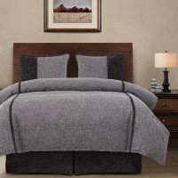 Loon Peak Annis Grey Chenille Traditional Modern Rustic 4 Piece Comforter Set