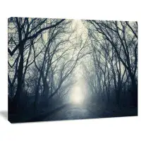 Made in Canada - Design Art 'Dark Autumn Forest in Fog' Photographic Print on Wrapped Canvas