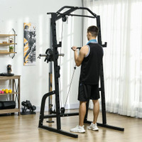 POWER CAGE POWER RACK WITH 15-LEVEL SQUAT RACK, CABLE PULLEY SYSTEM, PULL UP STAND AND PUSH UP STAND