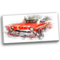Design Art Orange Classic Car Graphic Art on Wrapped Canvas