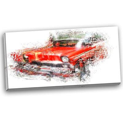 Design Art Orange Classic Car Graphic Art on Wrapped Canvas in Arts & Collectibles