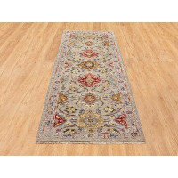 1800GETARUG 2'8"X7'10" THE SUNSET ROSETTES Wool And Pure Silk Runner Hand Knotted Oriental Rug Sh58441