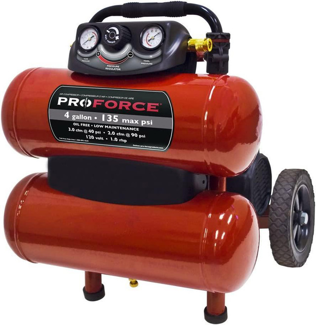 Pro Force® VKF1080418 Twin Stack 4-Gallon Oil Free Air Compressor in Other