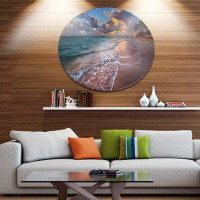 Made in Canada - Design Art 'Palm Trees on Clear Sandy Beach' Photographic Print on Metal