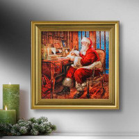 The Holiday Aisle® 16"X16" Framed Santa At Desk Painting