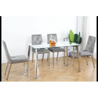 Mercer41 Chairs chrome legs velvet fabric dining chairs(Set of 2)