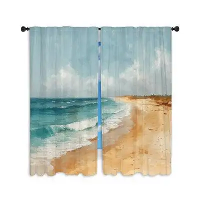Upgrade your home decor with these Shoreline sheer window curtains printed in the USA! Great for you...