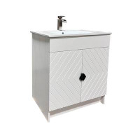 Red Barrel Studio 31 in. Single Sink Foldable Vanity Cabinet in White with White Ceramic Top