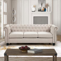 Alcott Hill Dravin 83'' Chenille Rolled Arm Chesterfield Sofa