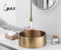 Smart Touchless Bathroom Faucet Ceiling Mounted Brushed Gold