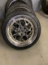 FOUR NEW 18 / 19 INCH DOUBLE STAGGERED AODHAN DS01 + 245 / 40 R18 AND 285 / 35 R19 FIRESTONE INDY 500 CORVETTE SPECIAL