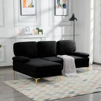 Latitude Run® Latitude Run® 79.5 Inch Left Hand Adult Sofa,Modern Sectional Sofa Two Armrest Pillows For Livingroom,Blac