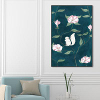 Oliver Gal "Chipmunk In The Plants", Baby Squirrel In A Floral Garden French Country Pink Canvas Wall Art Print For Livi