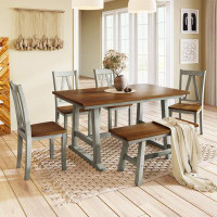 Latitude Run® 6-Piece Wood Dining Table Set Kitchen Table Set
