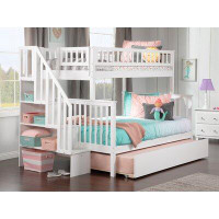 Harriet Bee Ilariana Heavy Duty Wood Staircase Bunk Bed with Under Bed Trundle Bed