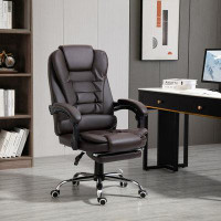 Inbox Zero Ergonomic Office Chair, Pu Leather Office Chair With Footrest, Reclining Function, Lumbar Support For Home, O
