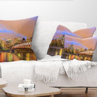 Made in Canada - East Urban Home Cityscape Photography Calgary at Night Lumbar Pillow
