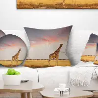 Made in Canada - East Urban Home African Single Giraffe in Savannah Throw Pillow
