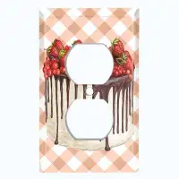 WorldAcc Metal Light Switch Plate Outlet Cover (Layered Chocolate Mixed Berry Cake - Single Duplex)