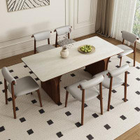 Orren Ellis 62.99" Nut-brown Rock Beam+Solid Wood Dining Table