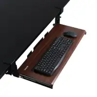 Vivo VIVO Dark Walnut Clamp-On Height Adjustable Keyboard & Mouse Under Desk Tray